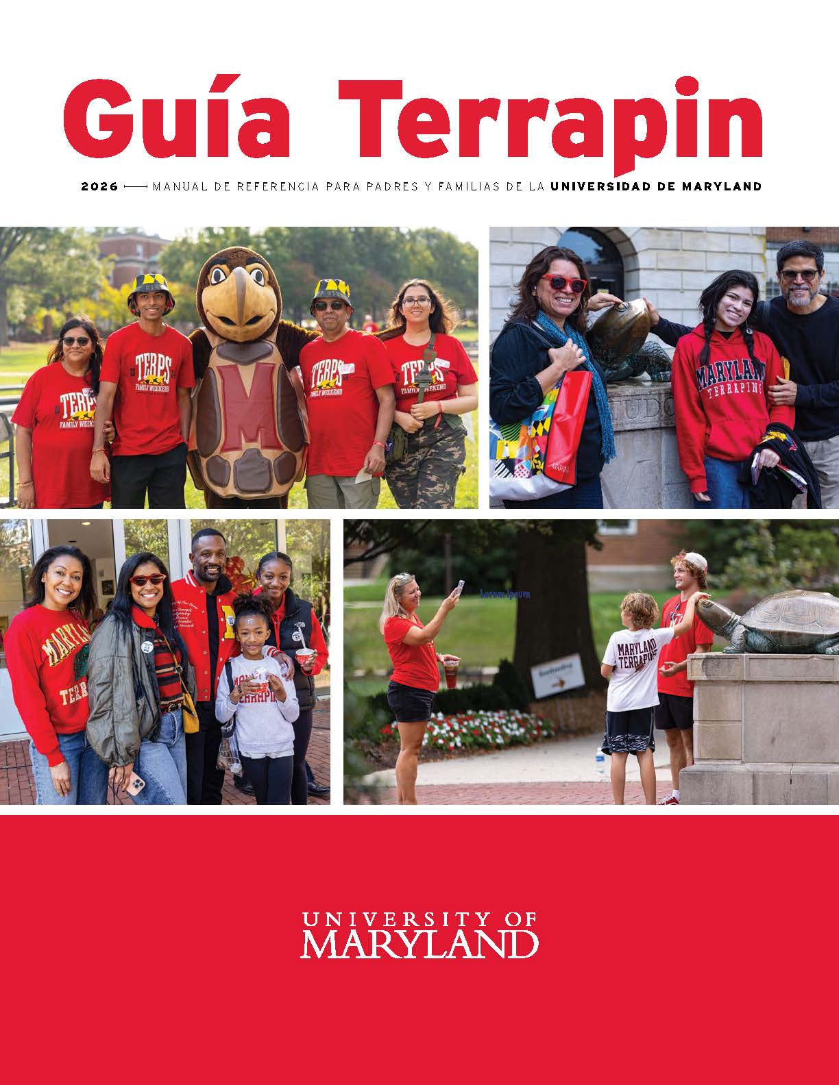 Terrapin Guide 2026 A handbook for UMD parents and families" with a collage of families
